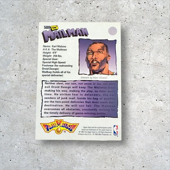 1992-93 Upper Deck Fanimation #508 Karl Malone The Mailman Utah Jazz NBA Card - Picture 2 of 6